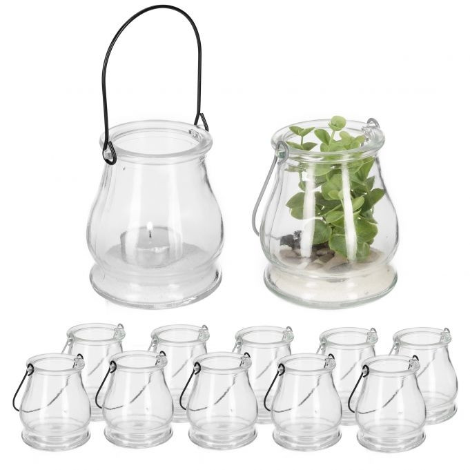 Transparentes Windlicht 12er Set
