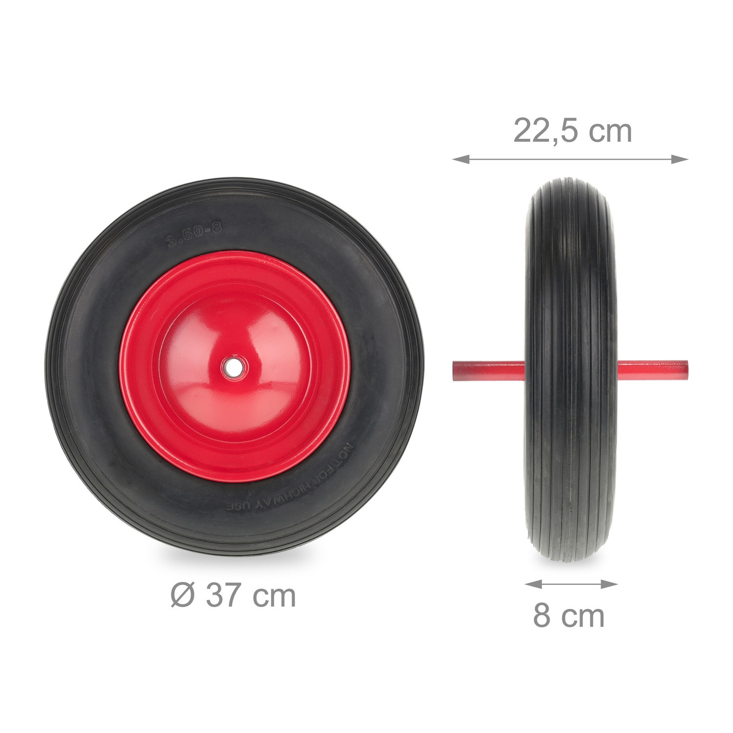 Roue pour brouette 3.50-8 à essieu fixe
