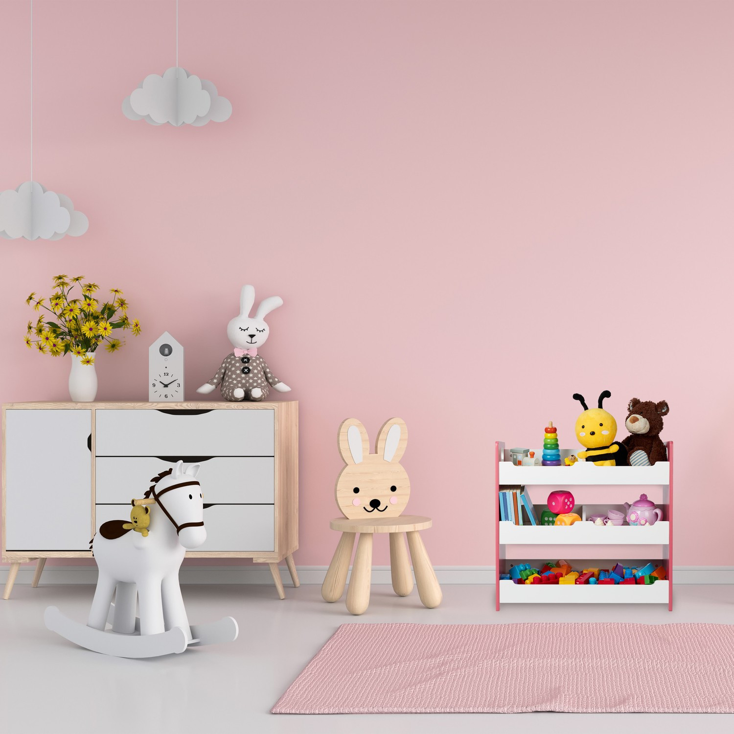 Prateleira infantil com 5 compartimentos