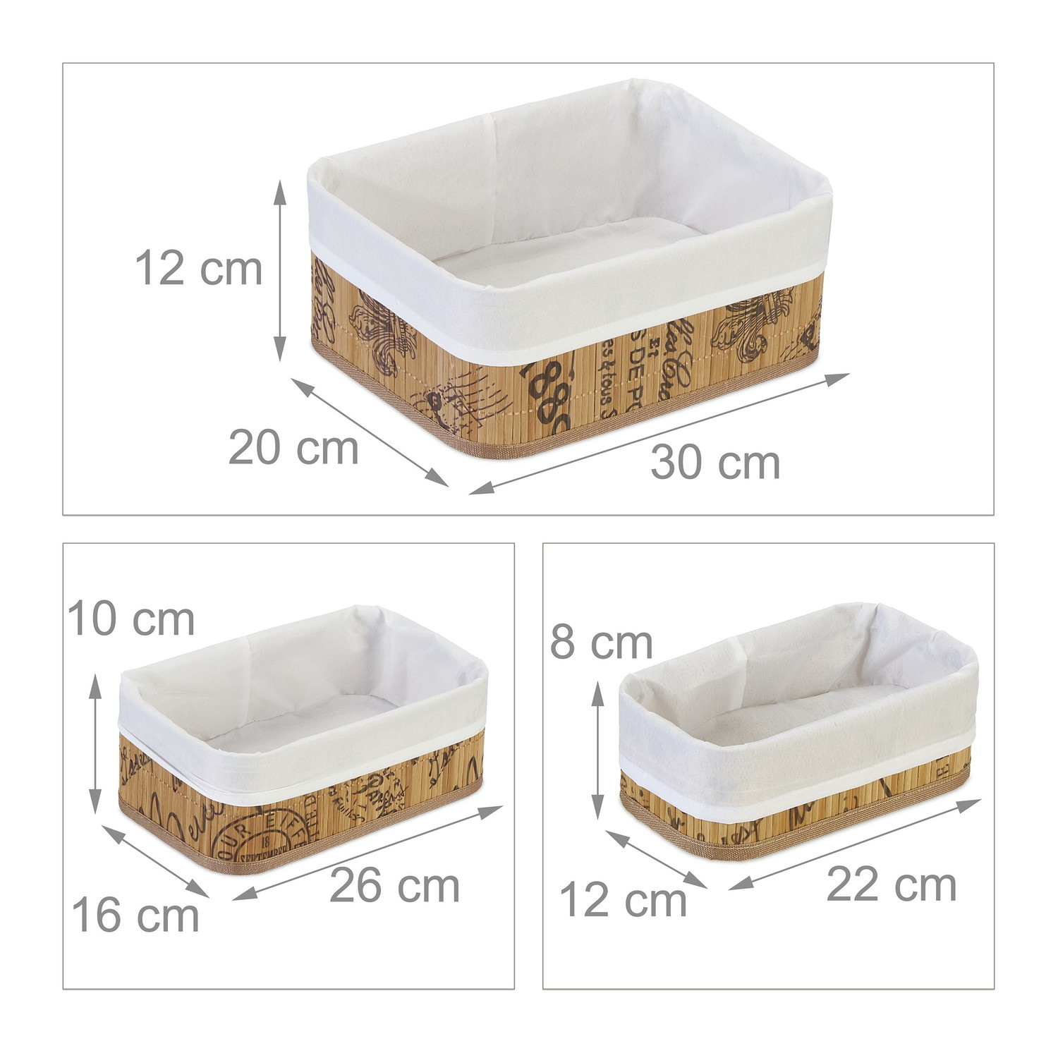 Bamboe opbergmand - set van 3