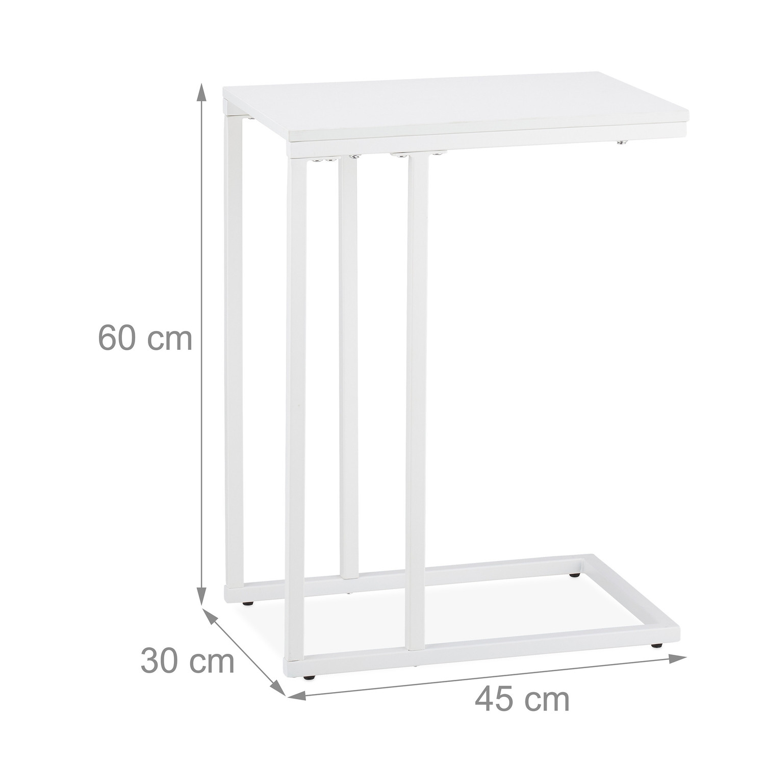 C-shaped side table in white