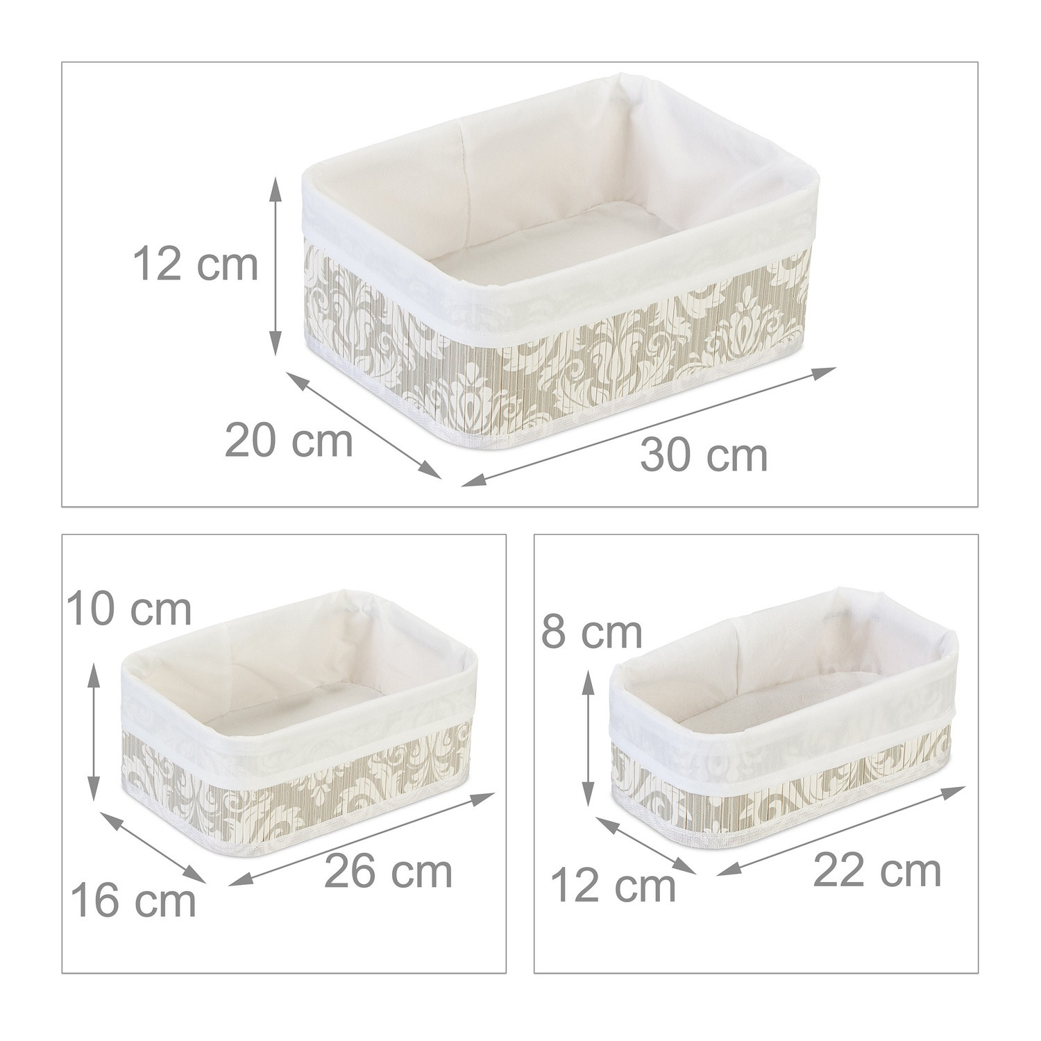 Cesta de armazenamento de bambu - conjunto de 3