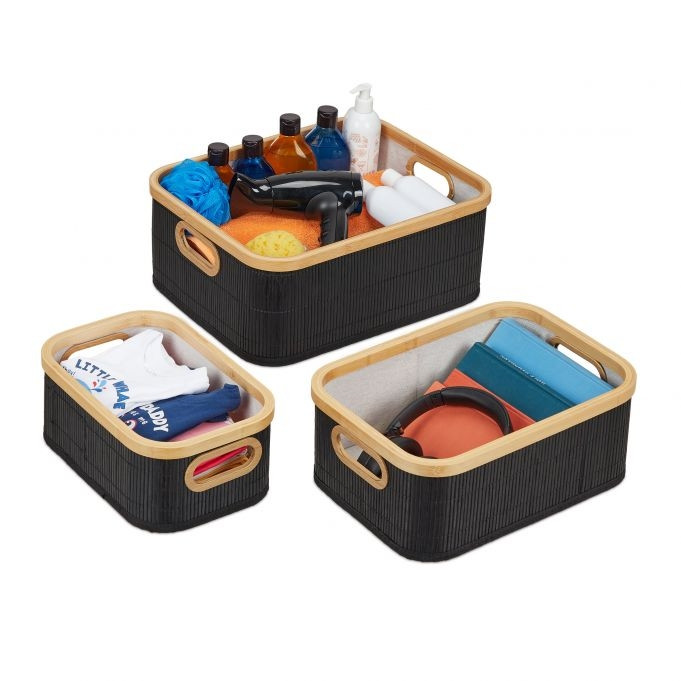 Bamboe opbergmanden set van 3