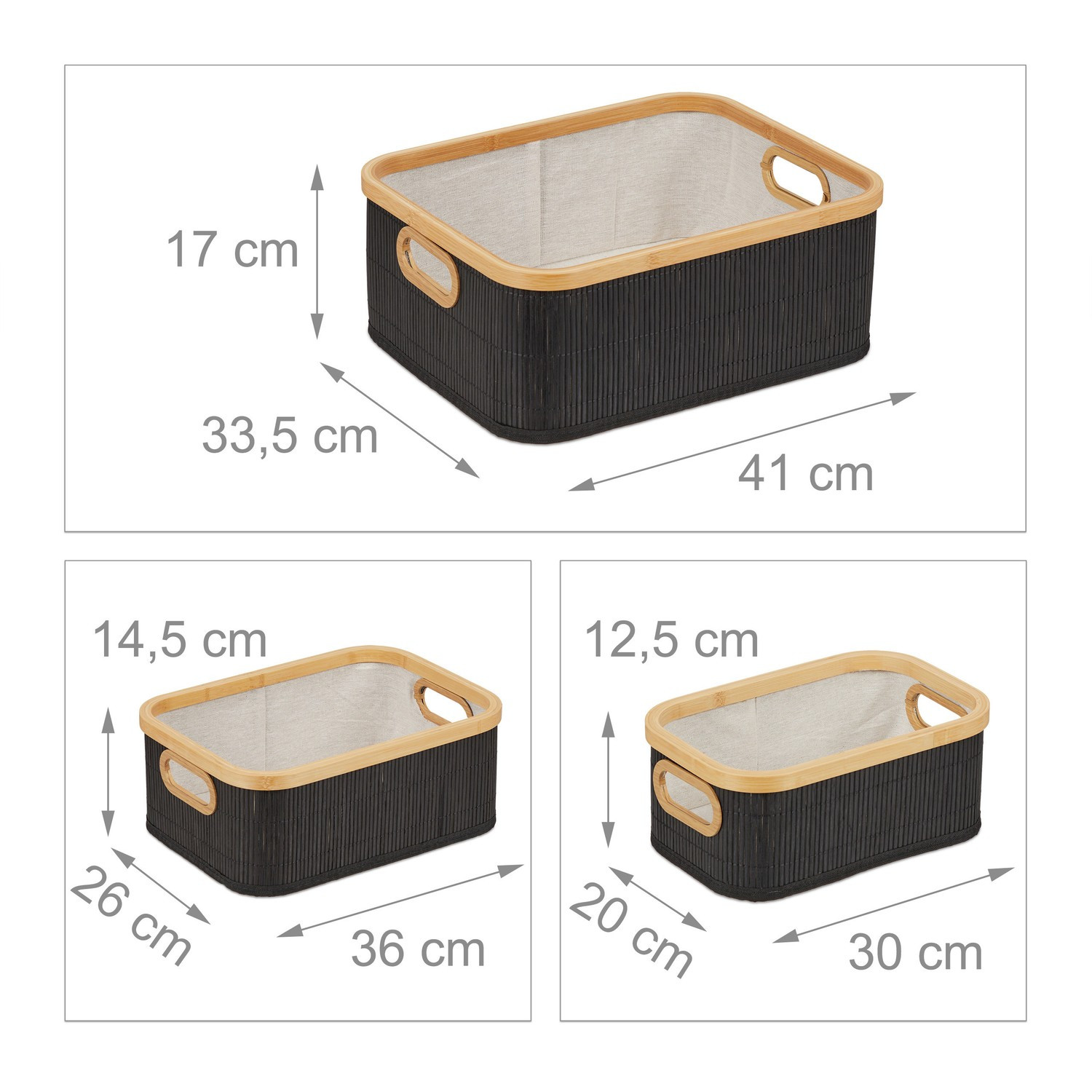Bamboe opbergmanden set van 3