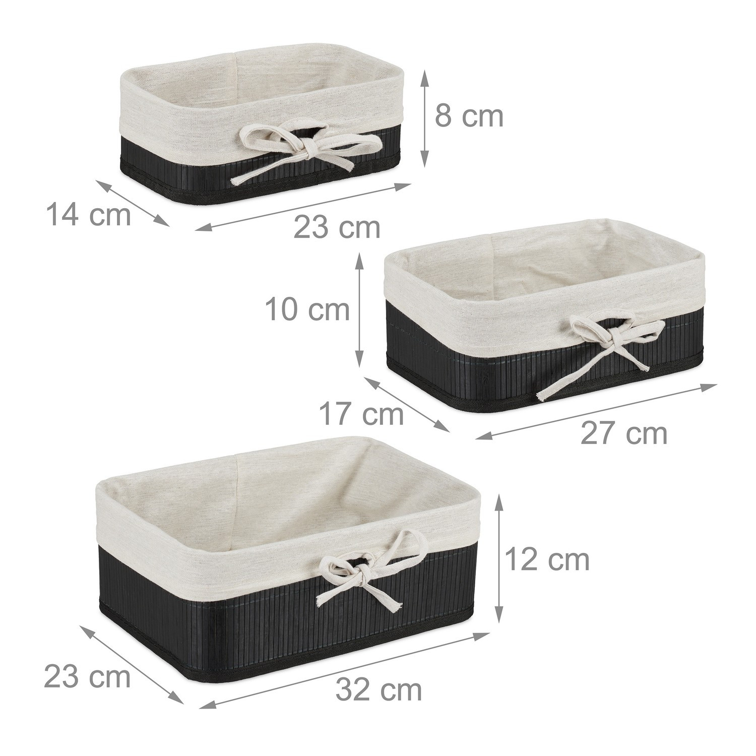 Bamboe opbergmanden set van 3