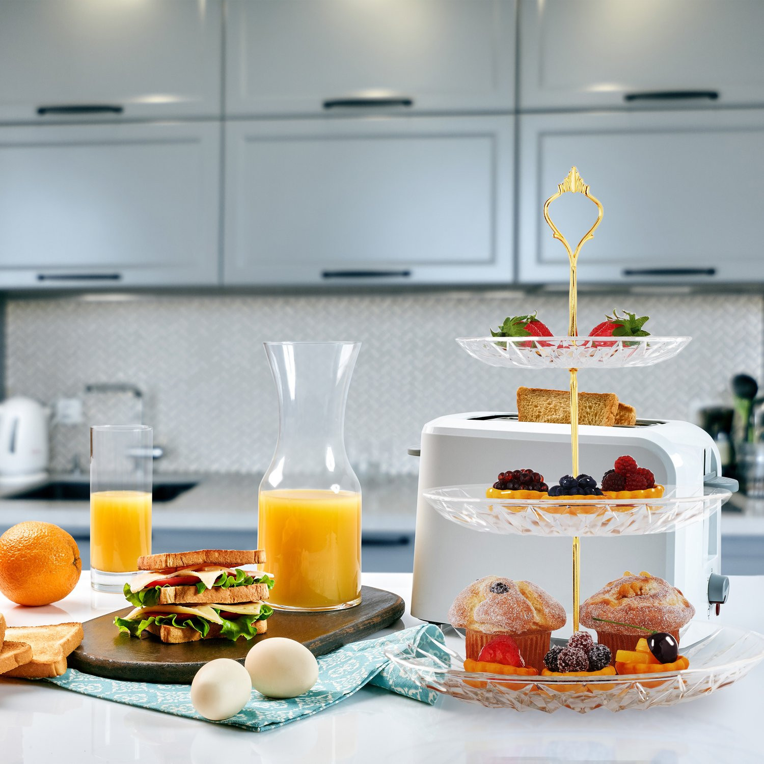 3-tier glass dish