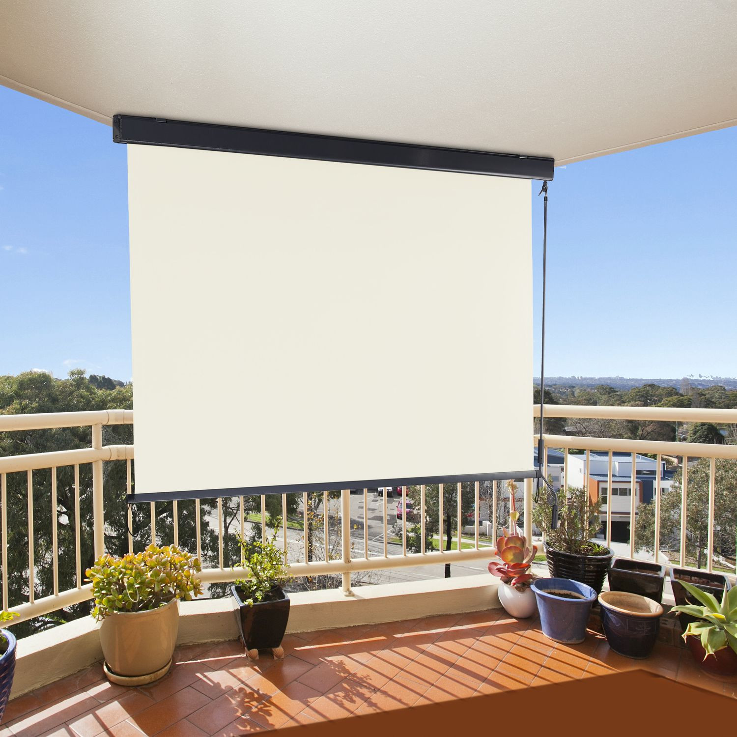 Toldo vertical beige con manivela