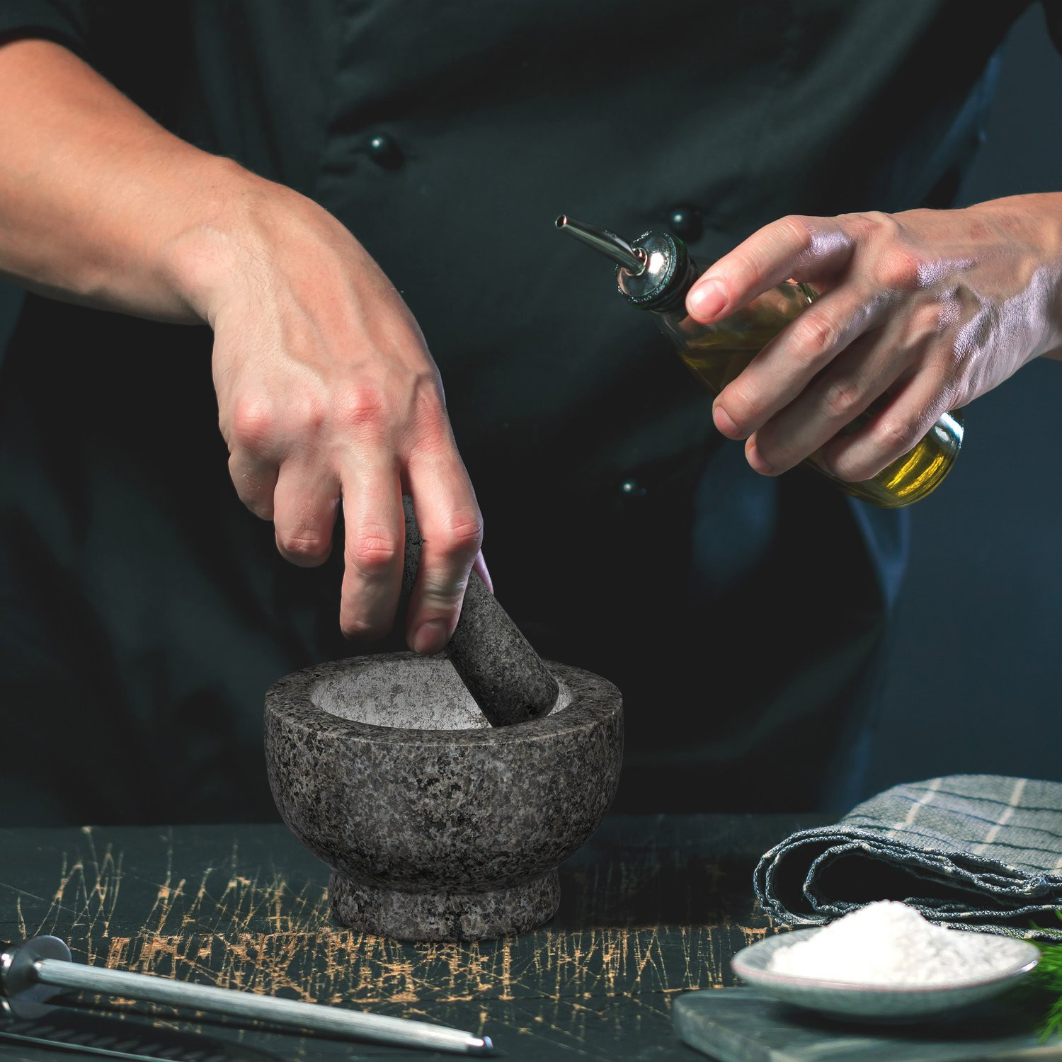 Mörtel Granit mit Schlag