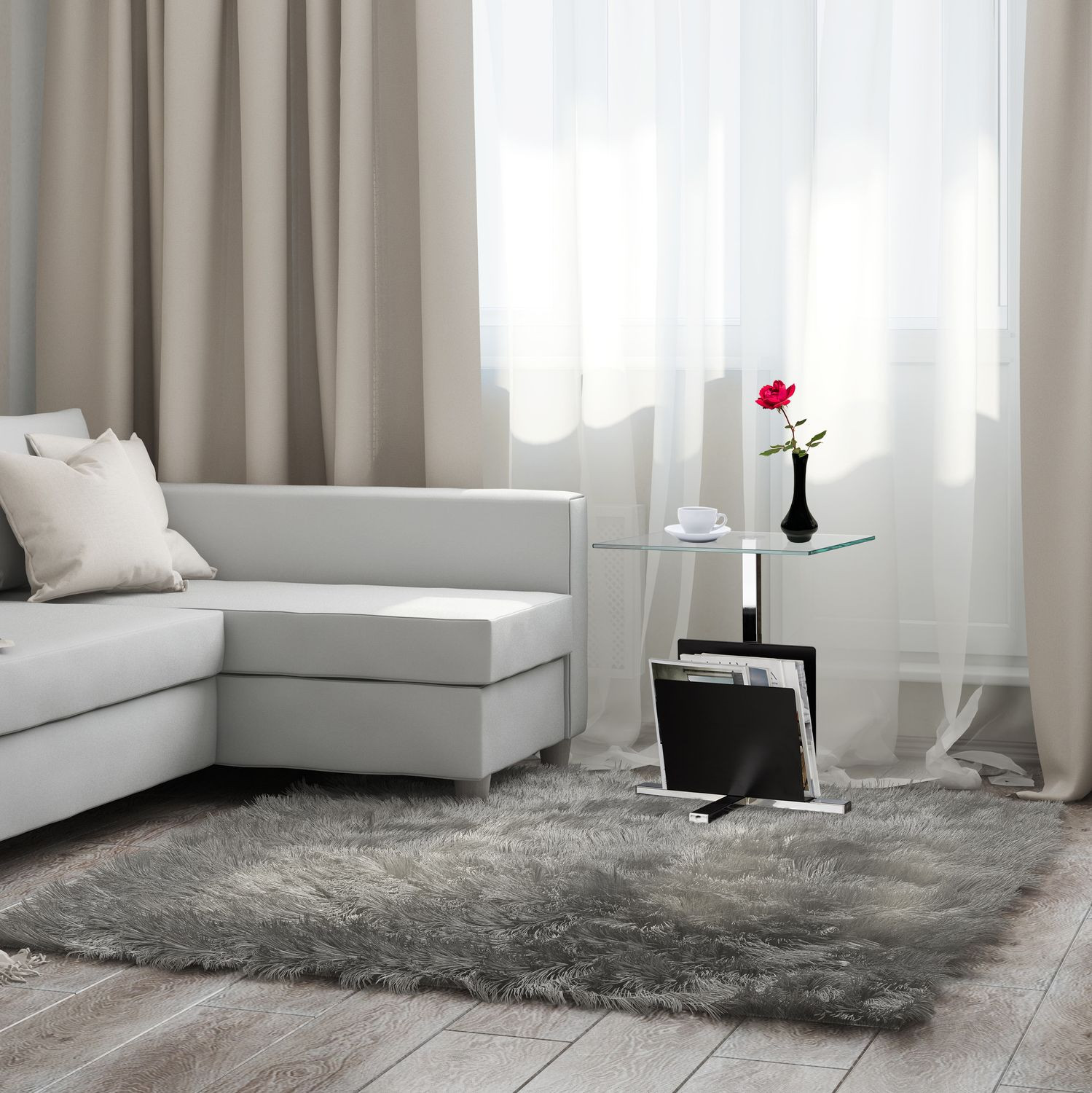 Table d'appoint avec porte-revues