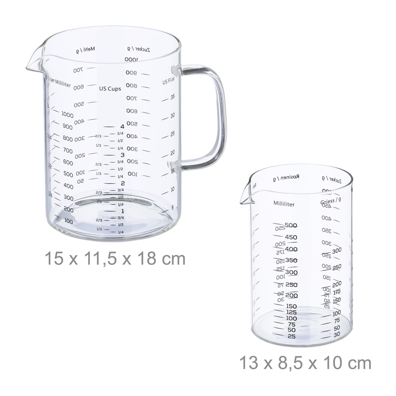 Glasmessbecher 2er Set