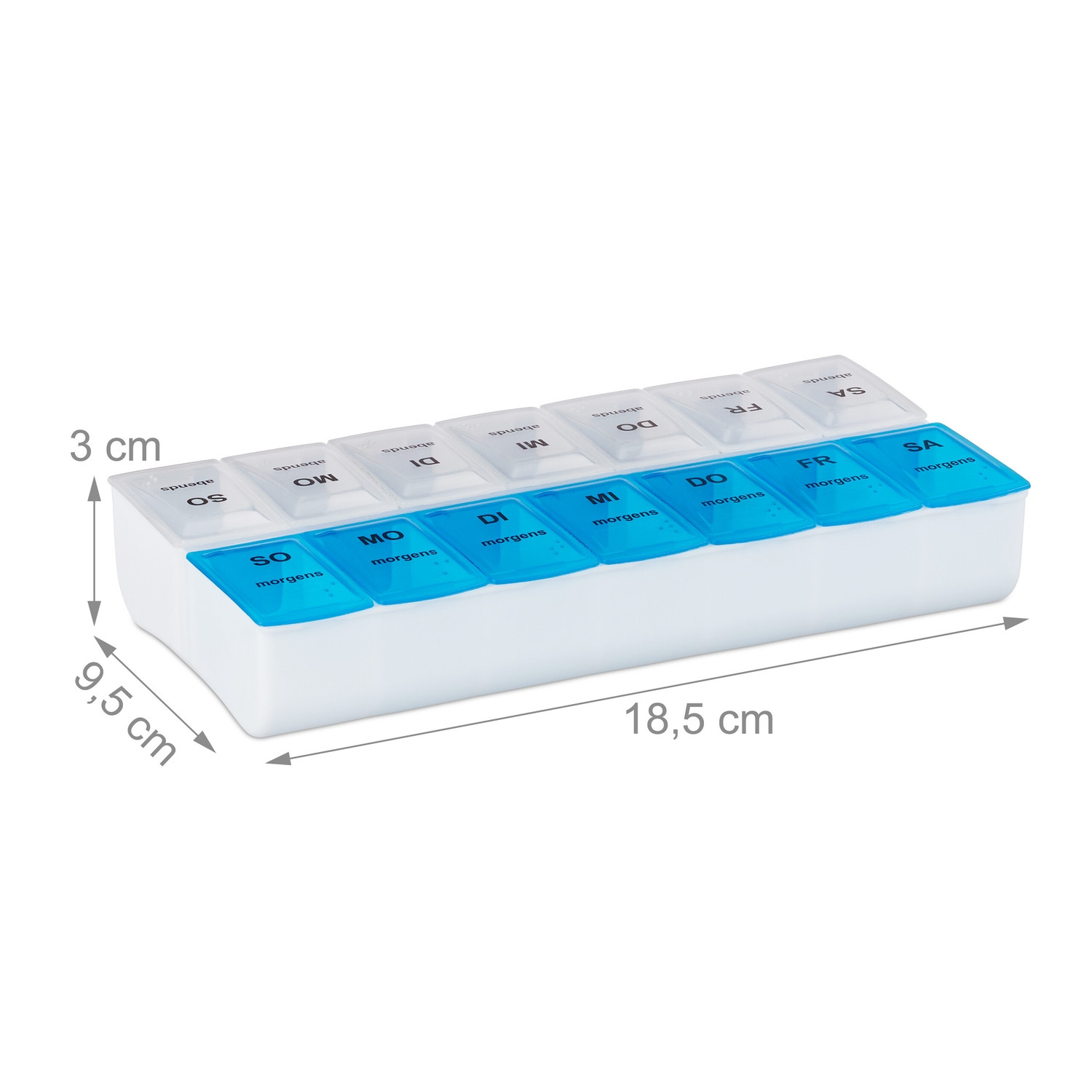 Cajas de 3 comprimidos para 7 días, 2 compartimentos
