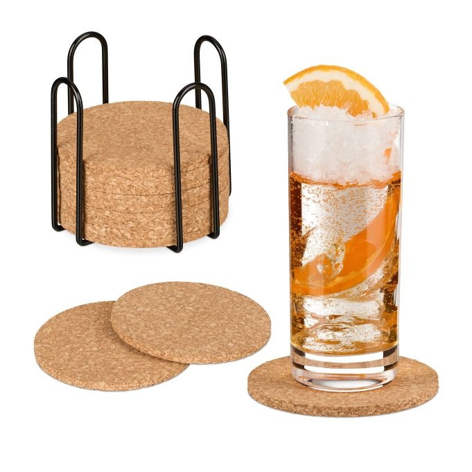 Cork coasters with holders 16-pack