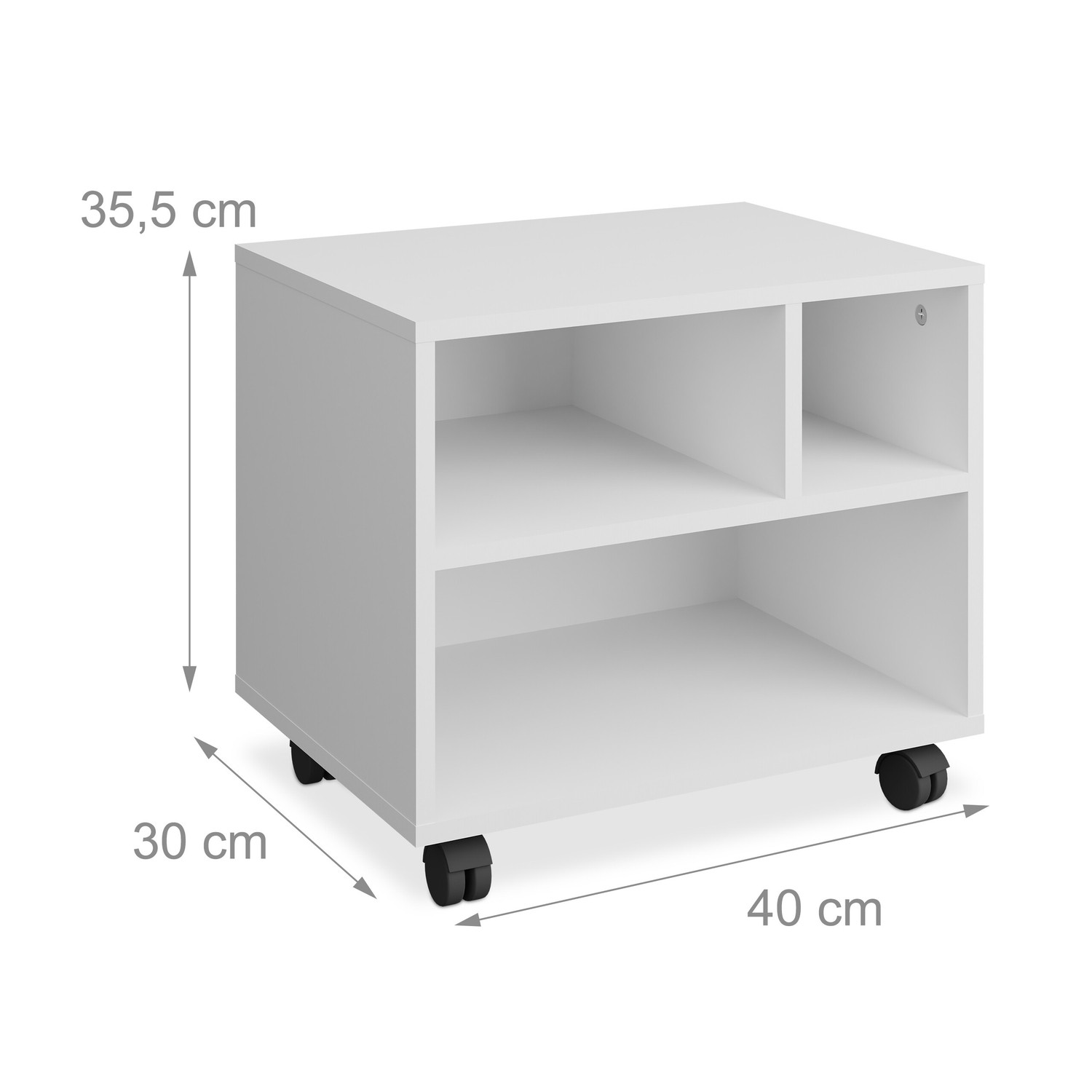 Offener Rollcontainer mit 3 Fächern