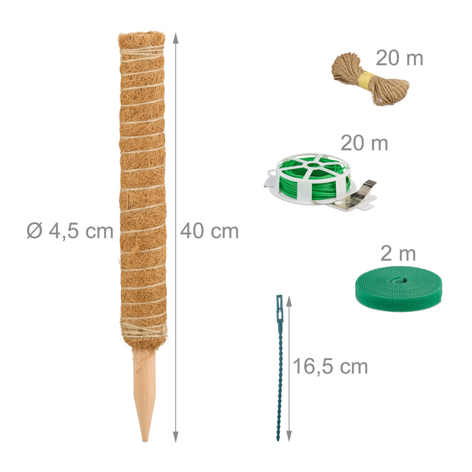 Barras de coco pack de 4 40 cm con accesorios