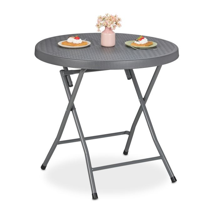 Table de jardin pliante aspect rotin