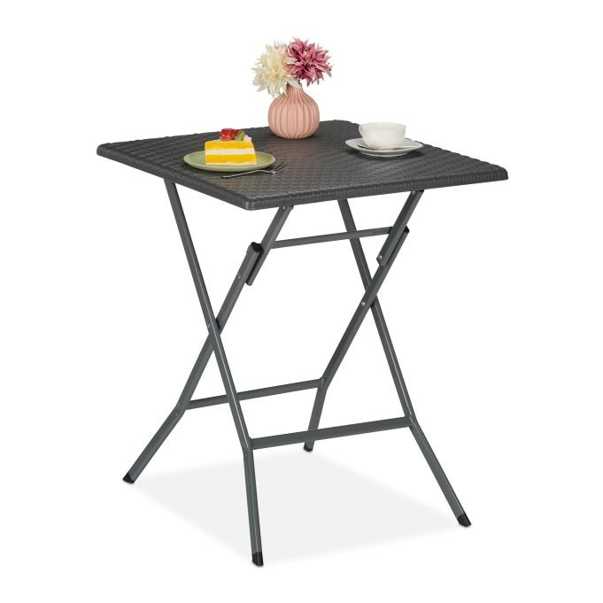 Table de jardin aspect rotin gris