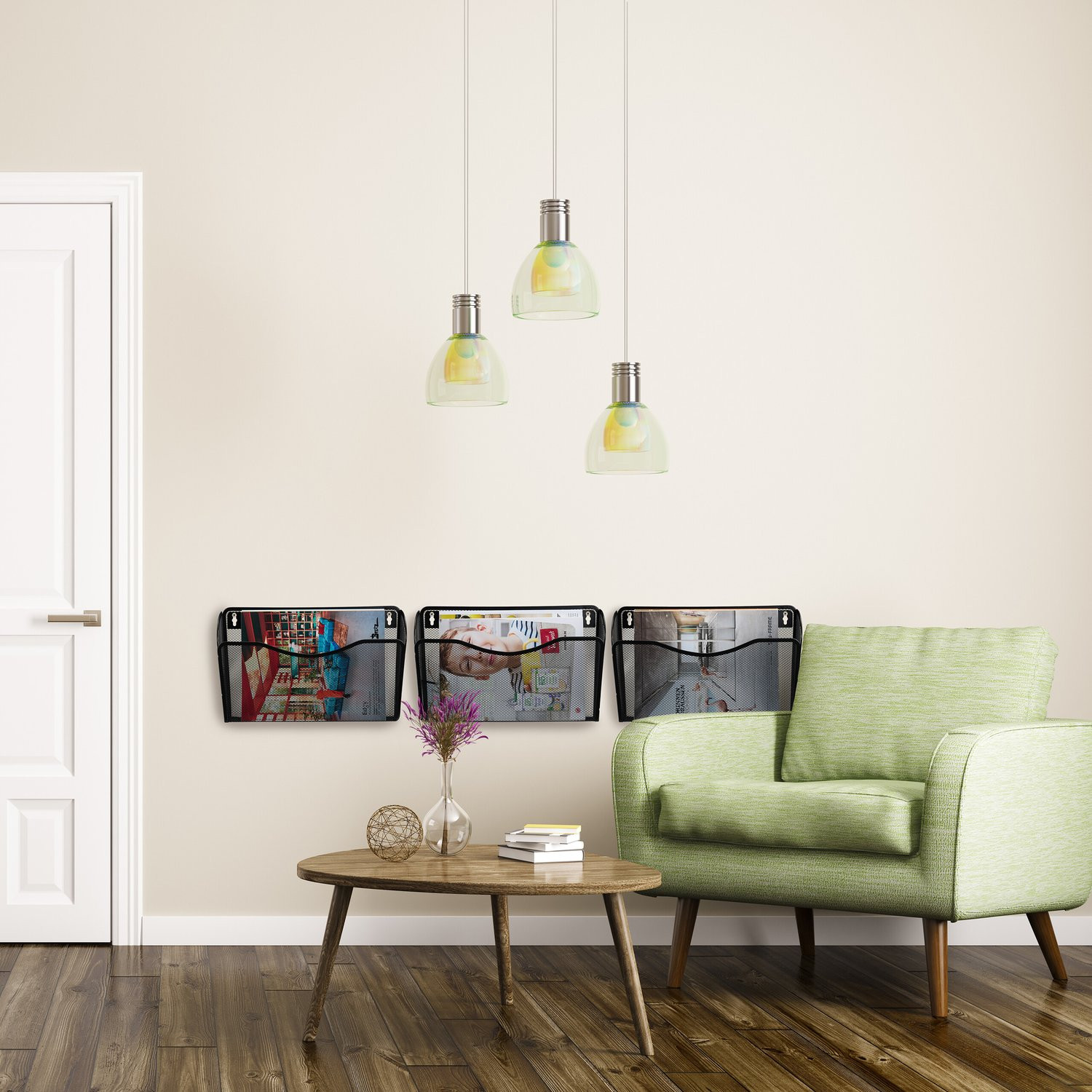 Krantenhouder wandset van 3