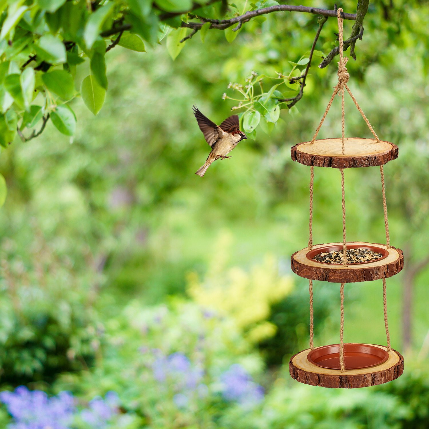 Vogelfutterstation mit 2 Näpfen