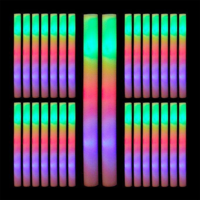 set van 30 LED-glowsticks in schuimplastic
