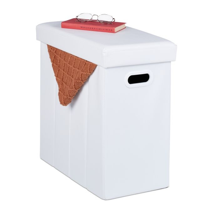 Pufe em couro artificial branco