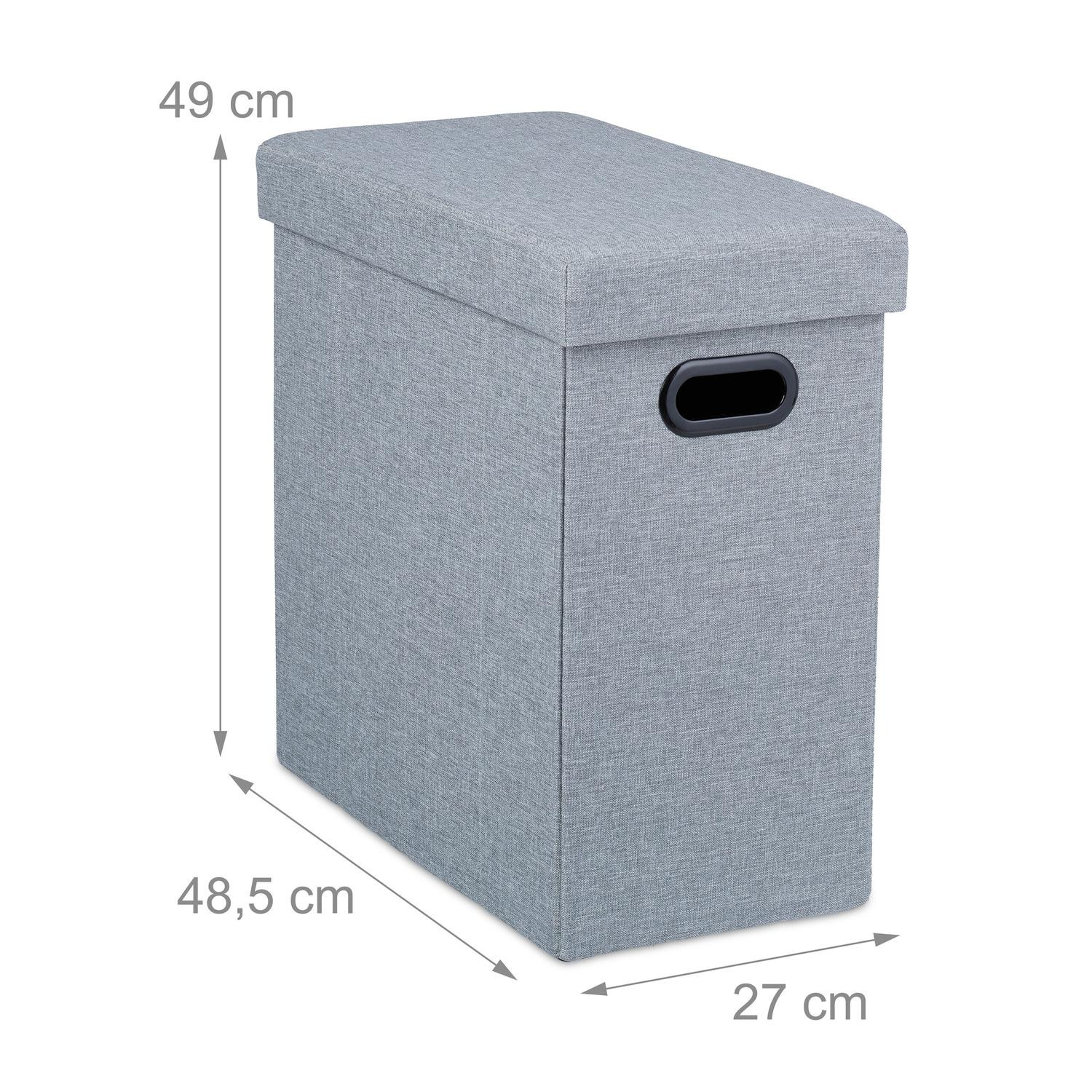 Grauer Hocker mit Stauraum