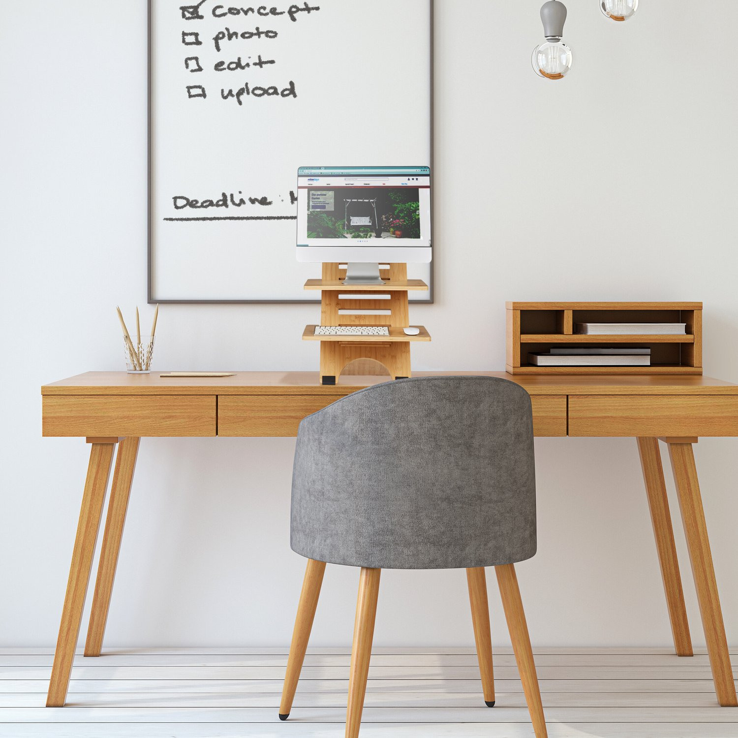 Staand bamboe bureaublad