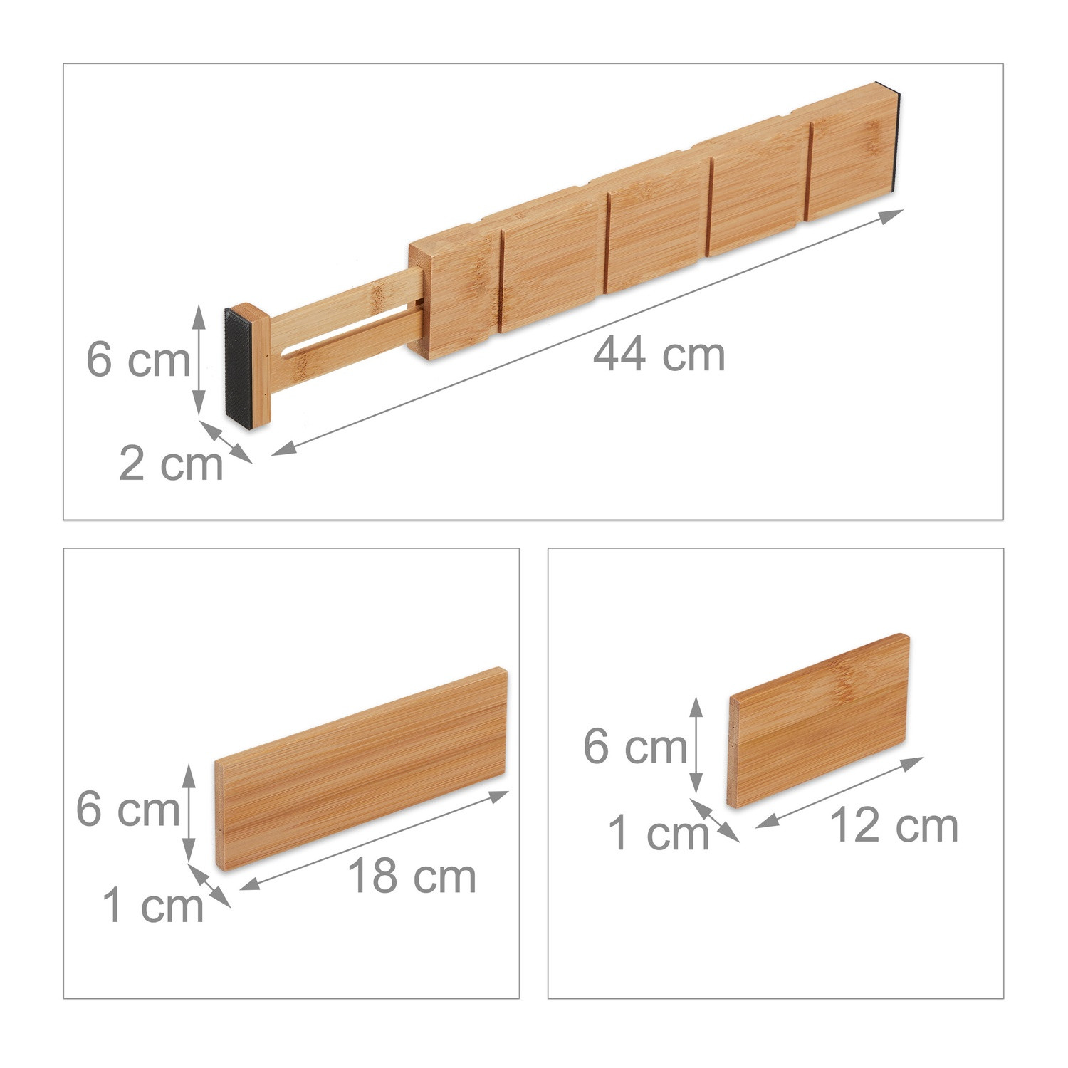 Divisórias de gaveta de bambu