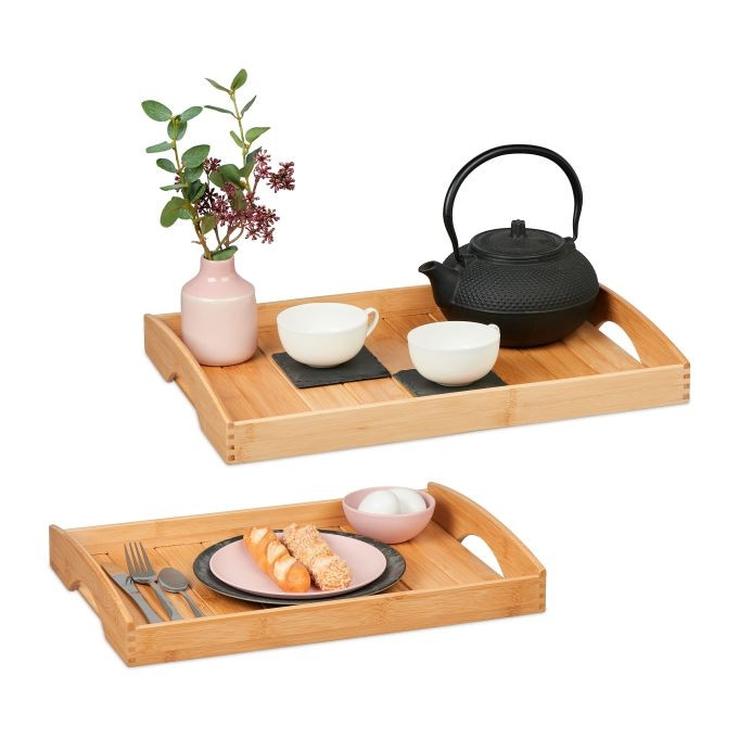 Tabletts aus Bambus - 2er-Set