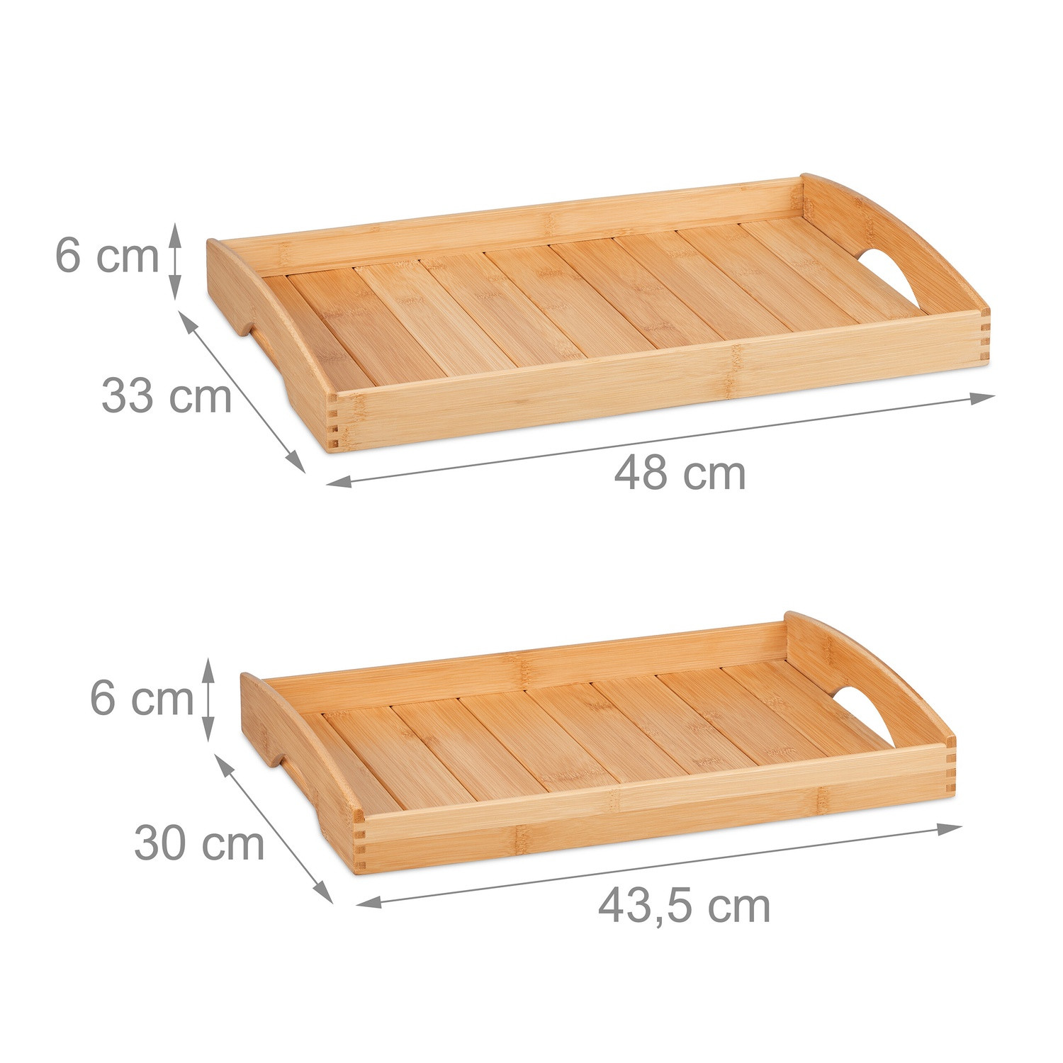 Dienbladen van bamboe - set van 2