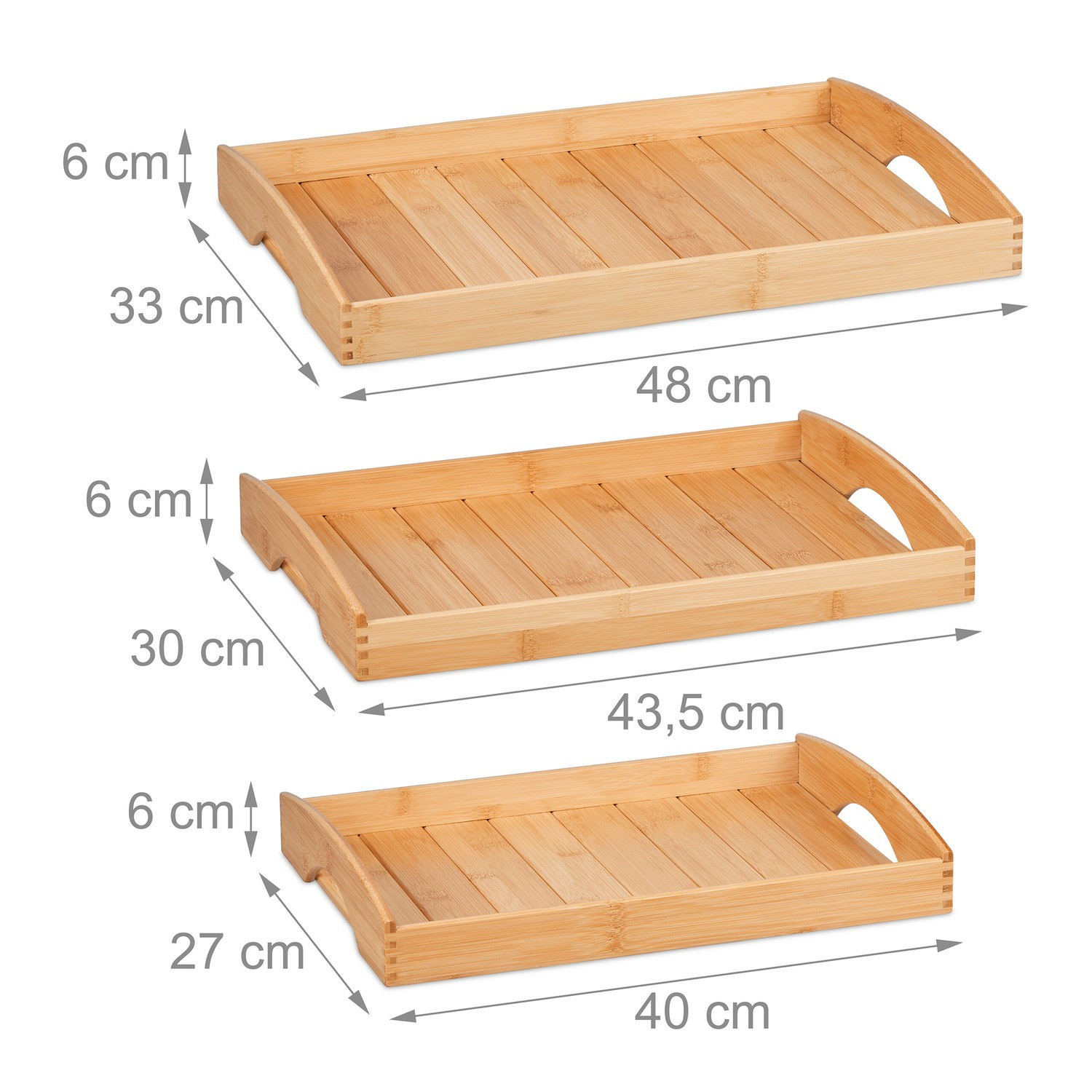 Bandejas em bambu - conjunto de 3
