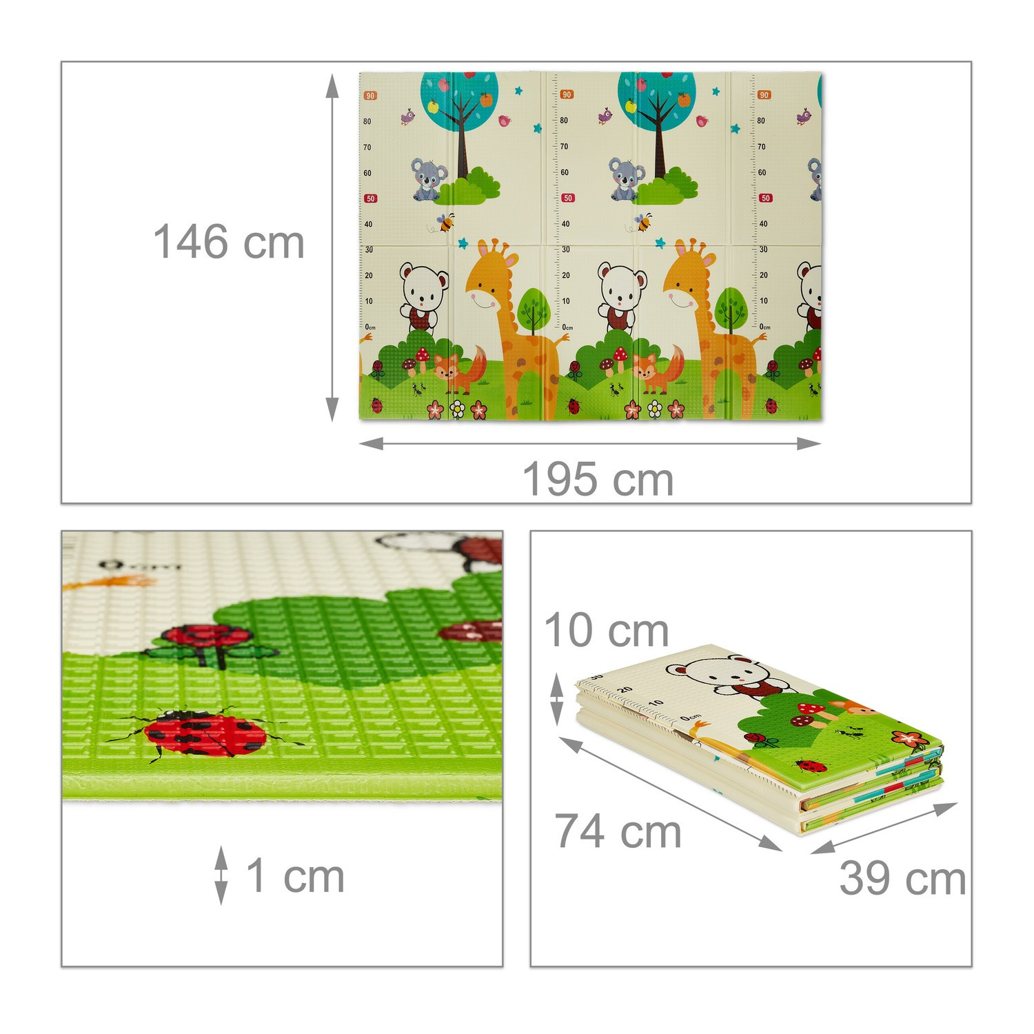 Faltbare Spielmatte mit Tiermotiven