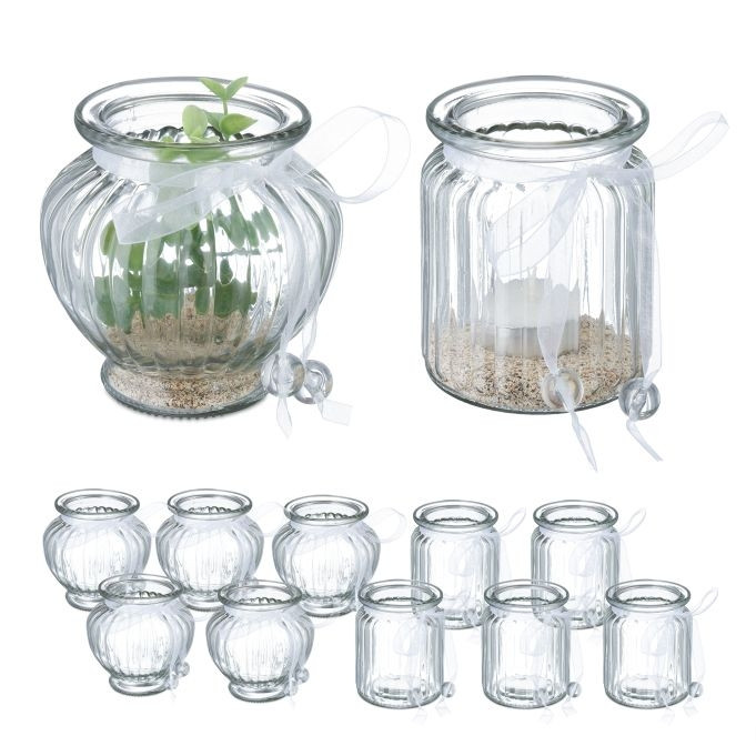 Transparentes Windlicht 12er Set