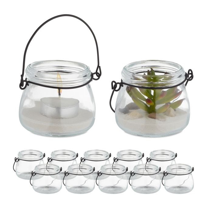 Transparentes Windlicht 12er Set
