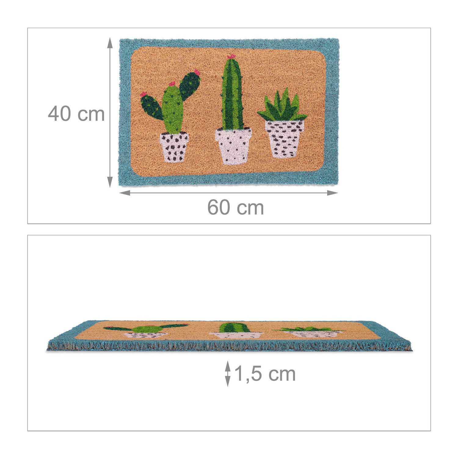 Felpudo de coco con cactus