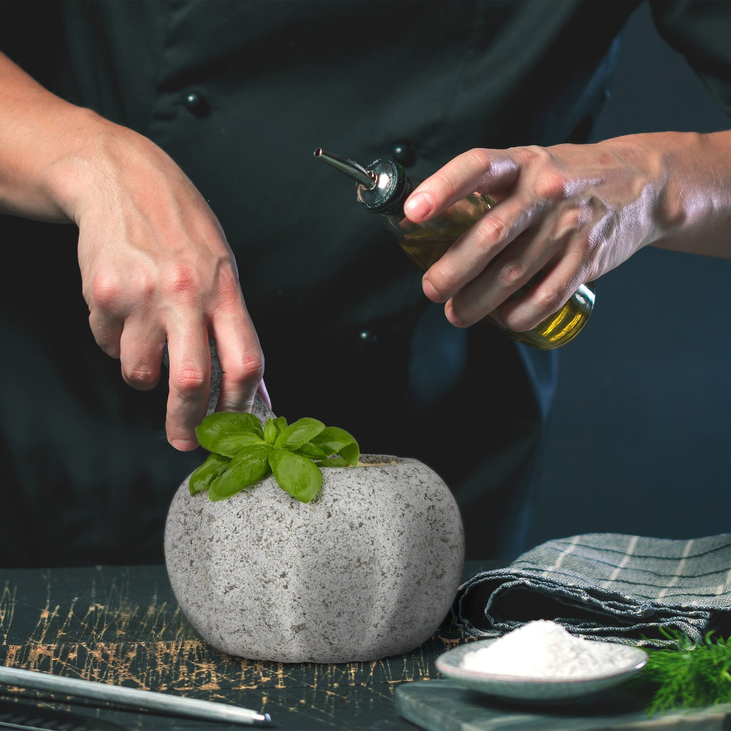 Granitmörtel mit Schlag