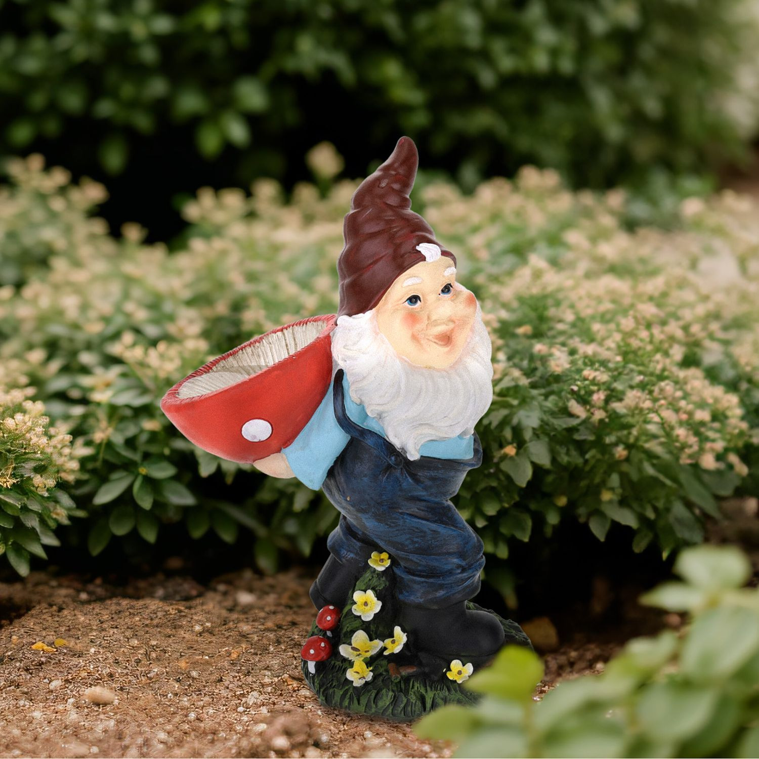 Gartenzwerg mit Vogelbad