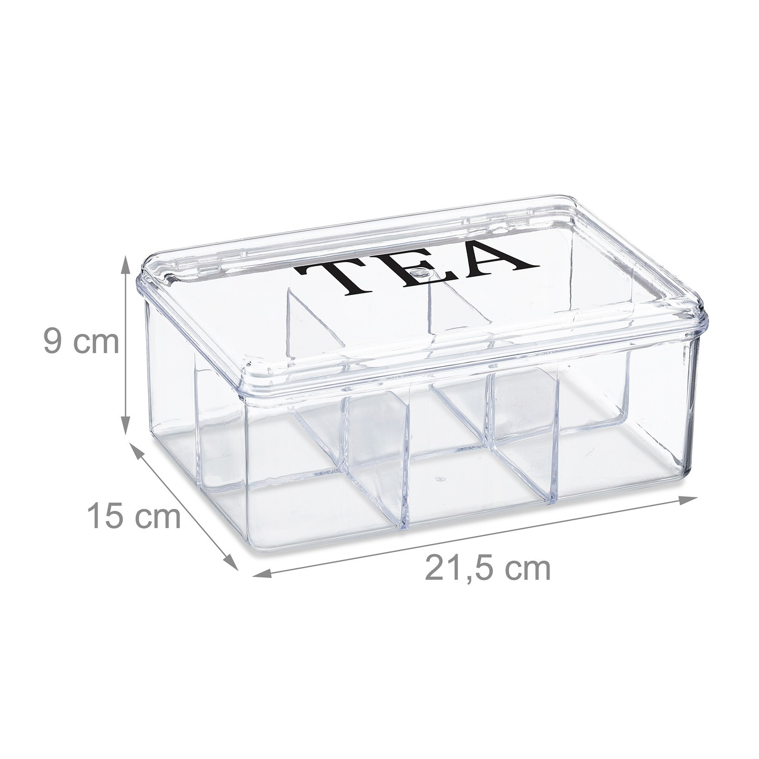 Boîte à thé transparente à 6 compartiments