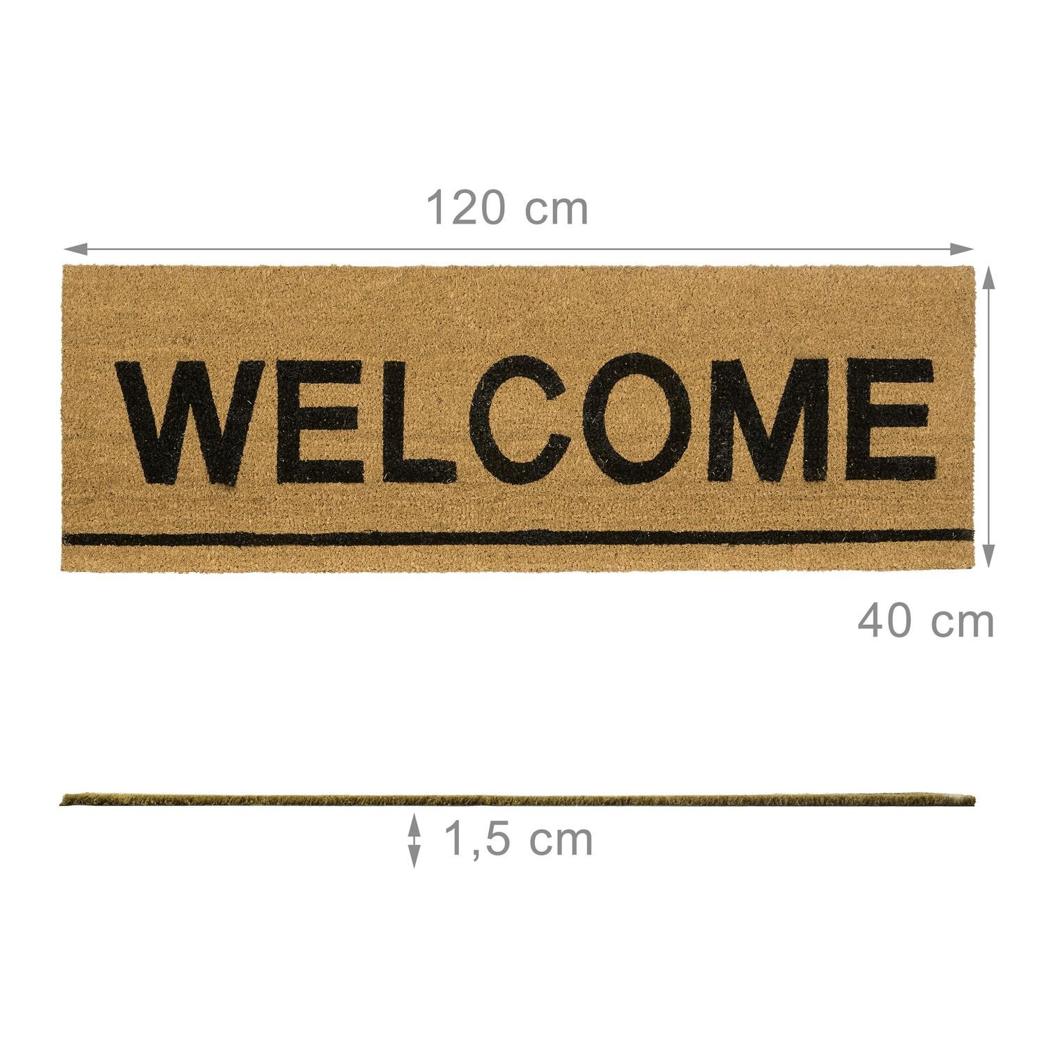 Felpudo rectangular de fibra de coco "Bienvenido"