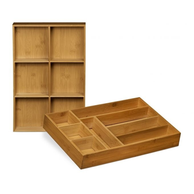 Conjunto de dois insertos de gaveta de bambu