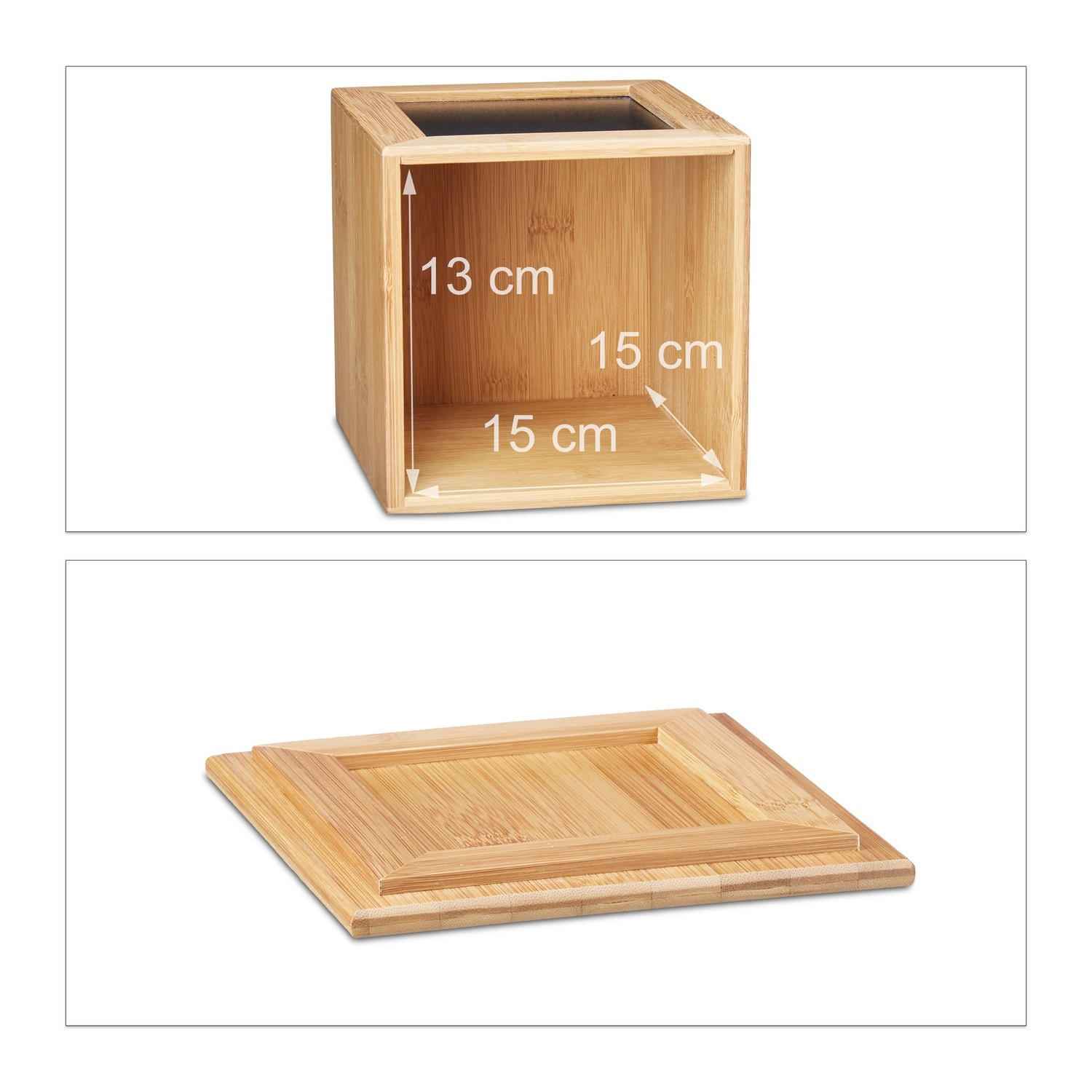 Caixa de armazenamento de bambu com placa