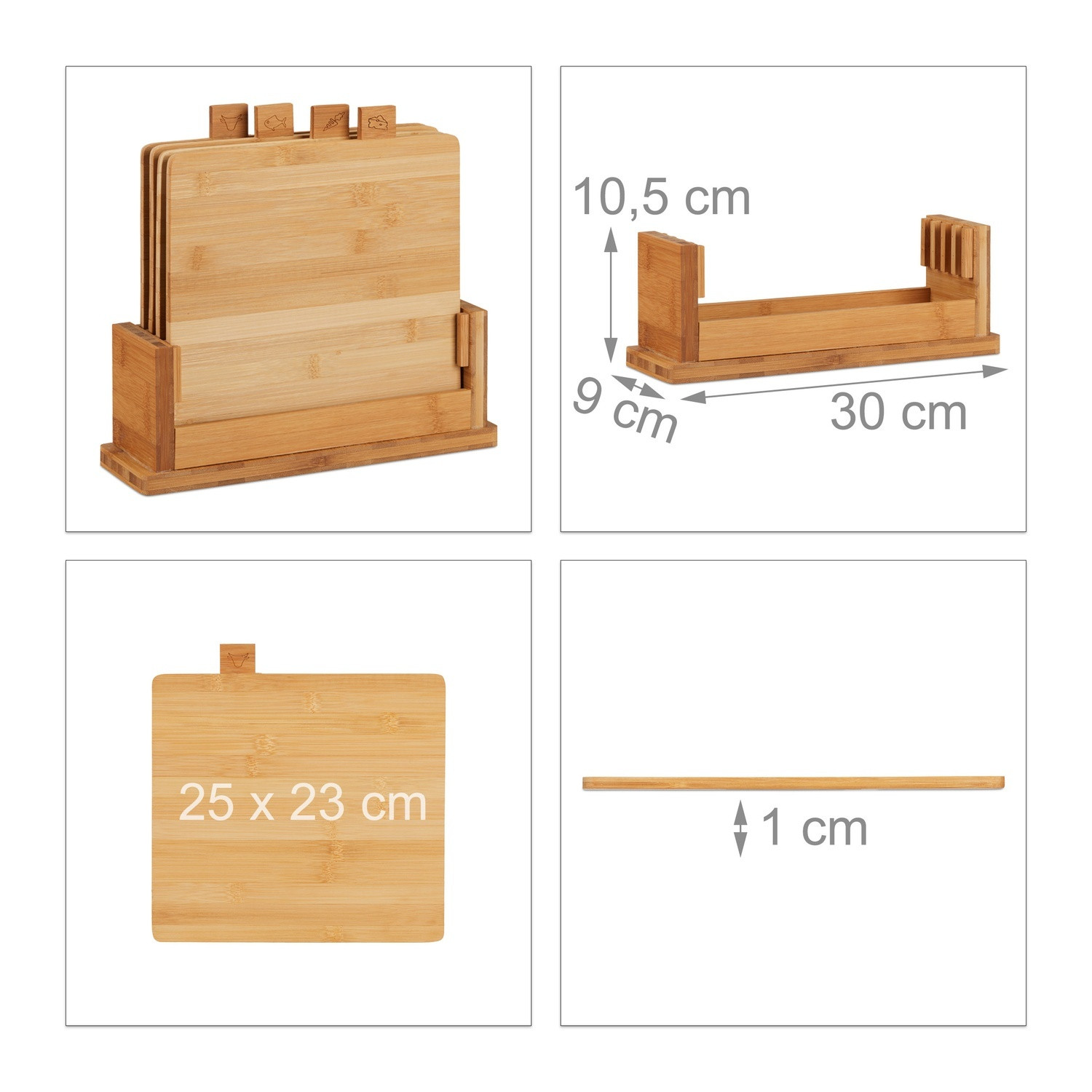 Set di 4 taglieri con supporto