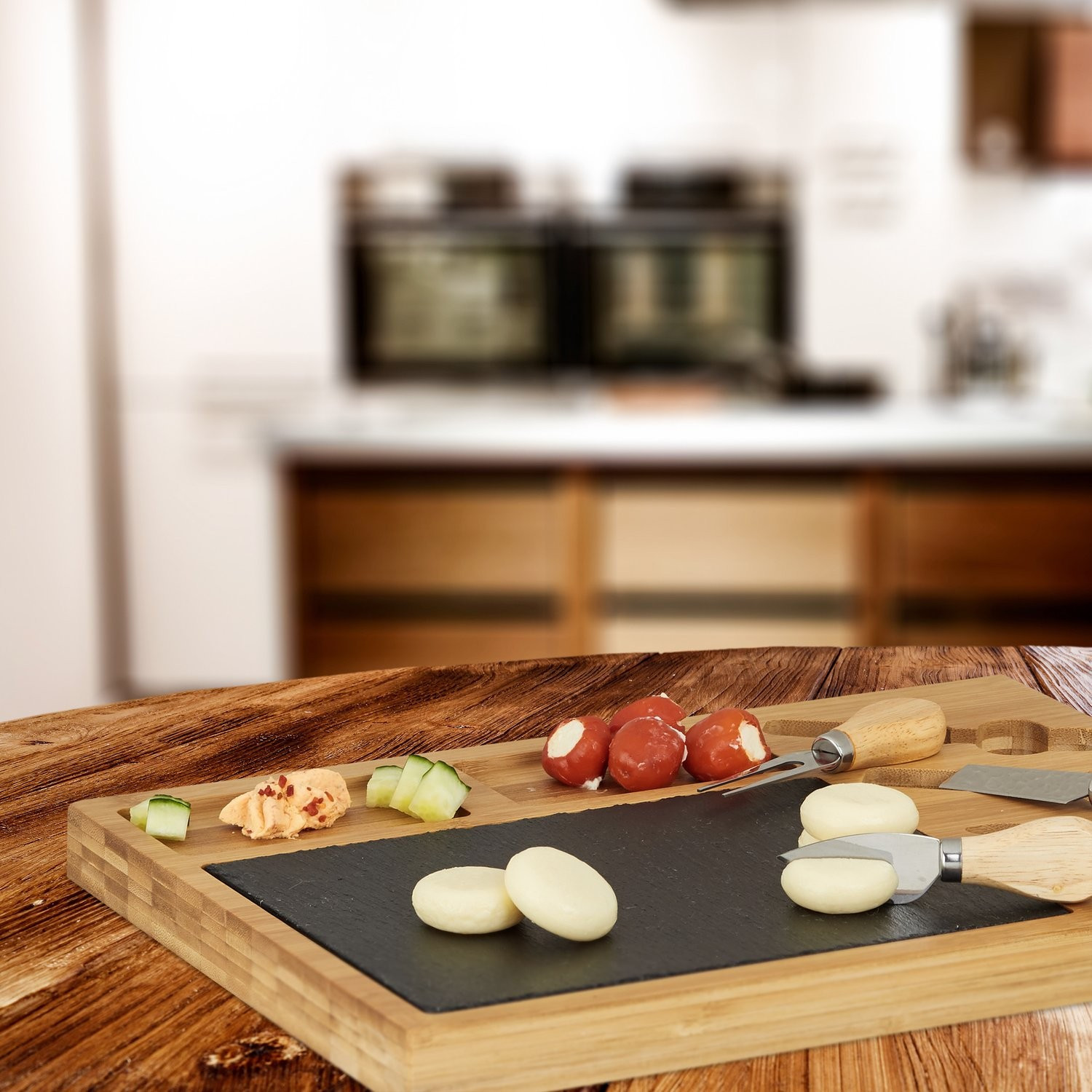 Ensemble de planches à fromage avec 3 couteaux à fromage