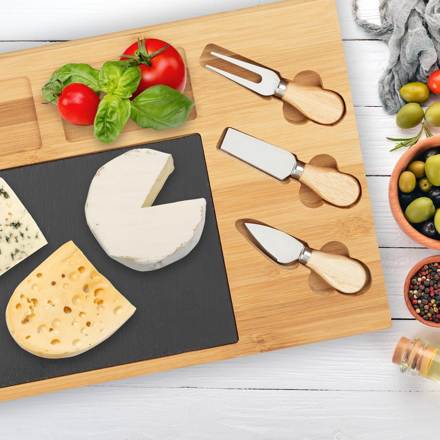 Ensemble de planches à fromage avec 3 couteaux à fromage