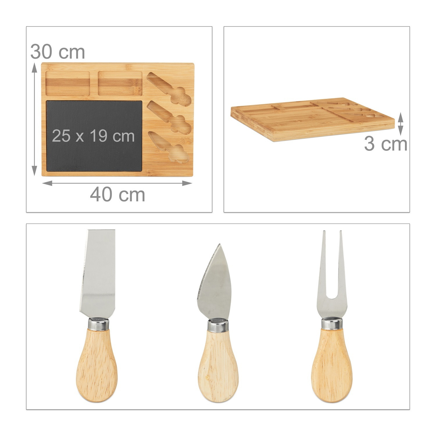Ensemble de planches à fromage avec 3 couteaux à fromage