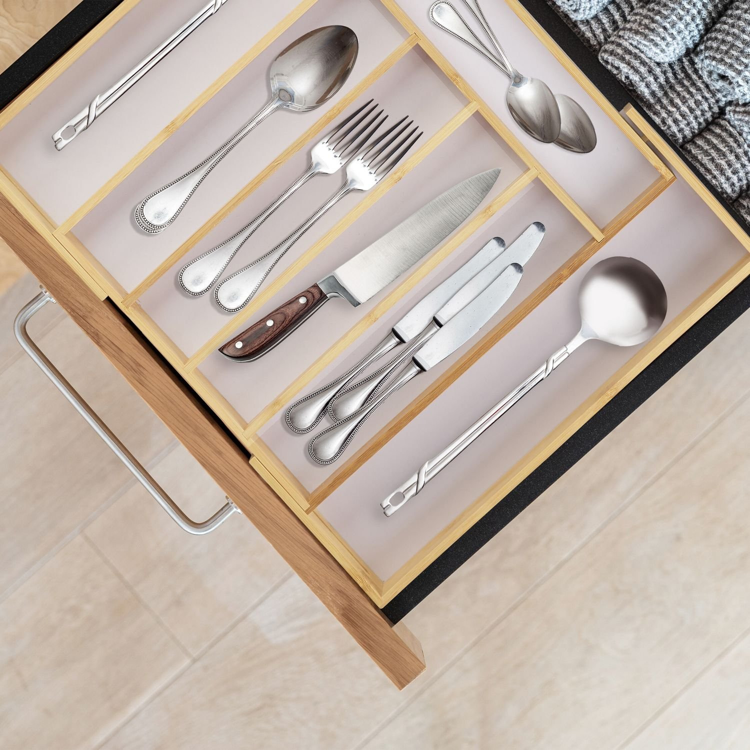Range-couverts en bambou extensible 40 cm