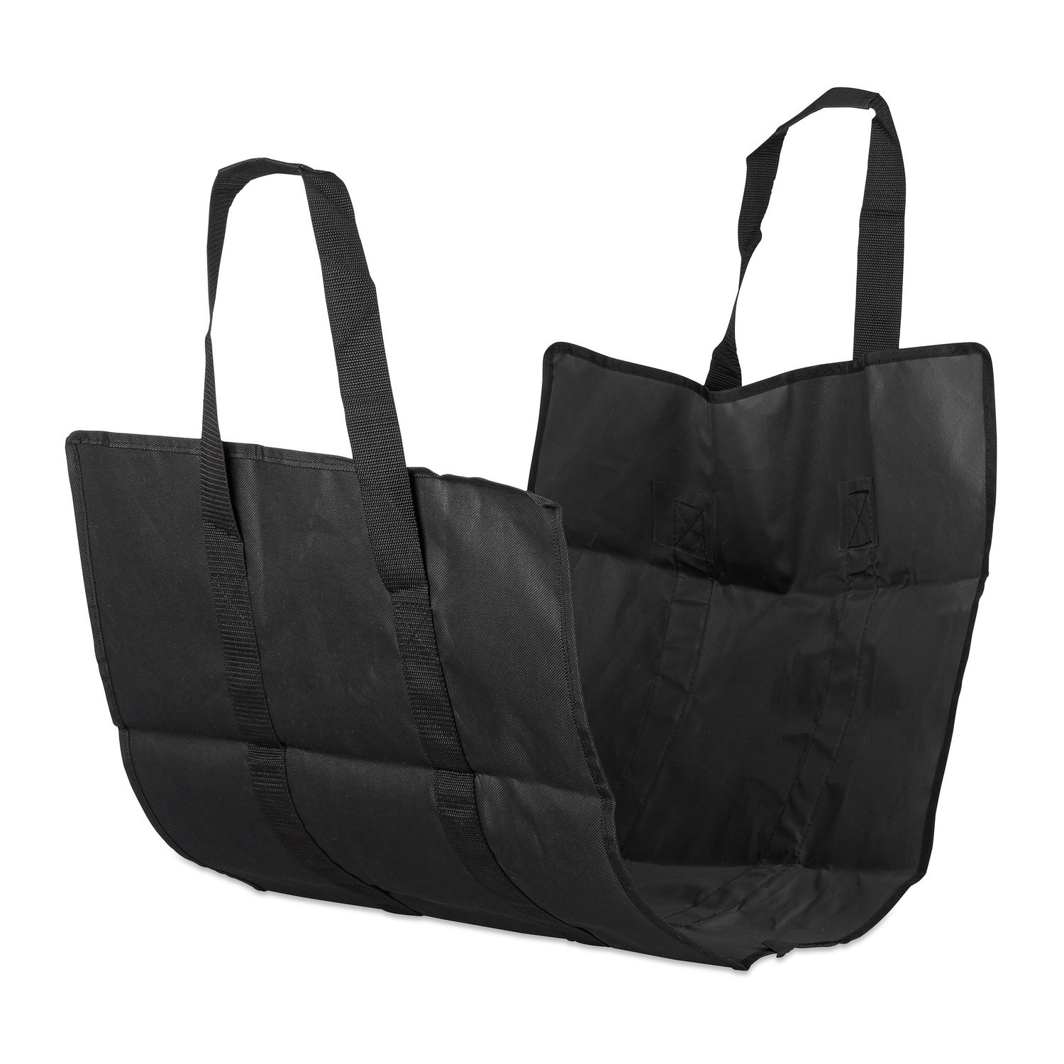 Open firewood bag with handle