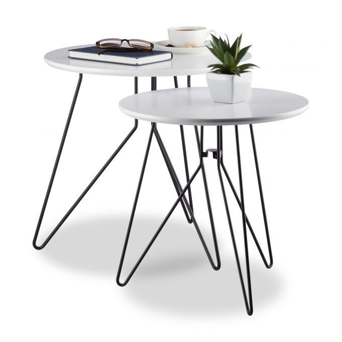 Table d'appoint, 2 pièces, blanche