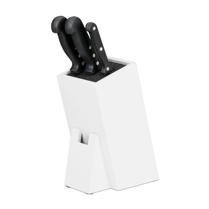 Bloco de facas branco com palha