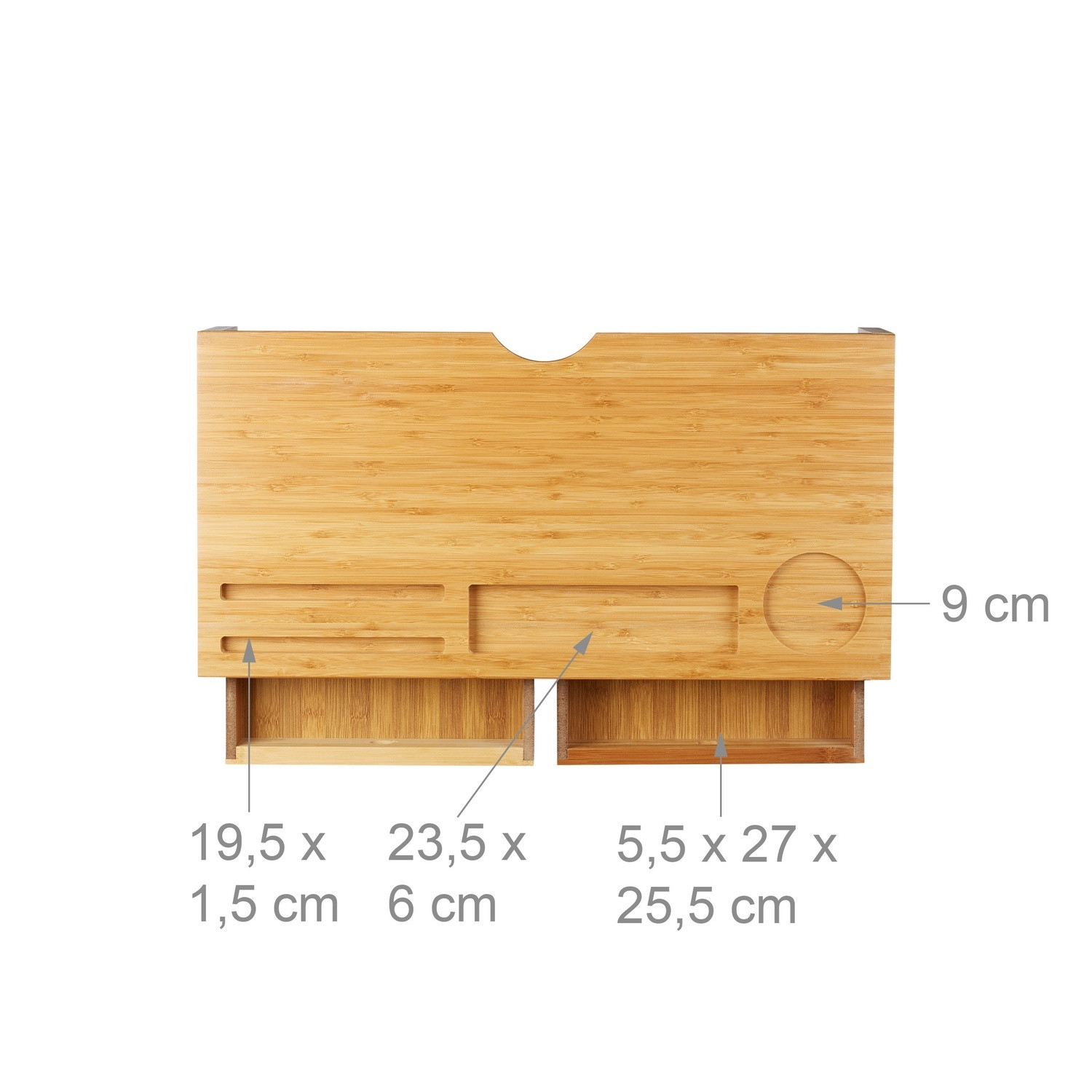 Expositor de bambu com 2 gavetas