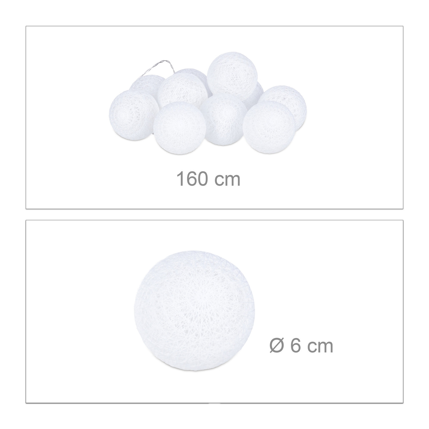 Corrente de luz LED com 10 bolas